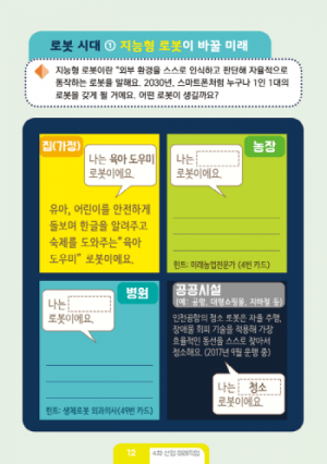 한국콘텐츠미디어,4차 산업혁명 미래직업카드 학생용 활동지