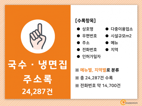 한국콘텐츠미디어,2022 국수·냉면집 주소록 CD