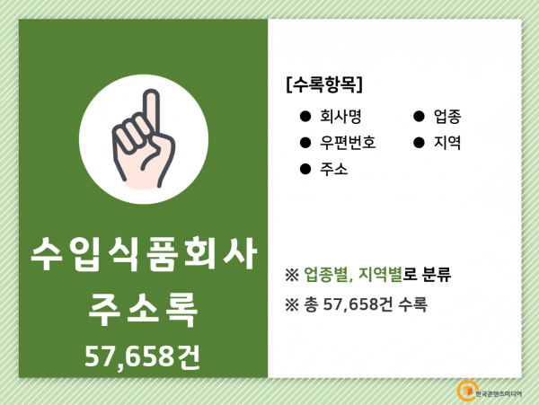 한국콘텐츠미디어,2022 수입식품회사 주소록 CD