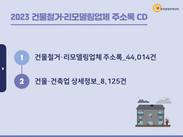 한국콘텐츠미디어,2023 건물철거·리모델링업체 주소록 CD