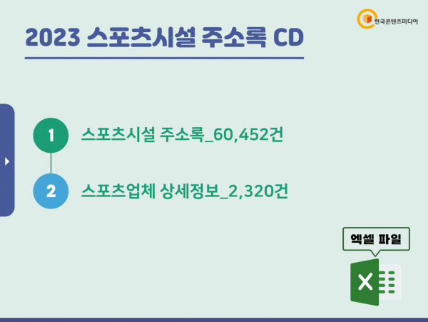 한국콘텐츠미디어,2023 스포츠시설 주소록 CD